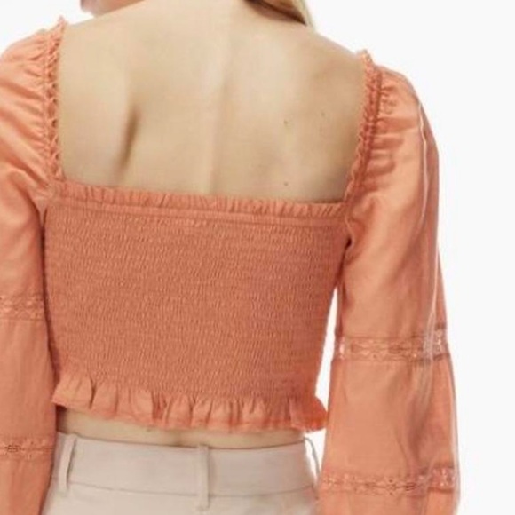 Wilfred WOMENS PINK MEDIUM Puff sleeves Crop Blouse - Picture 2 of 12